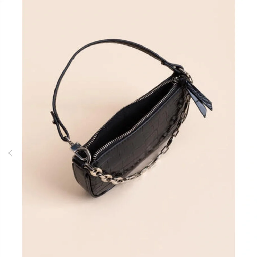 Marlowe Croc Embossed Chain Hobo Handbag - Picture 4 of 4